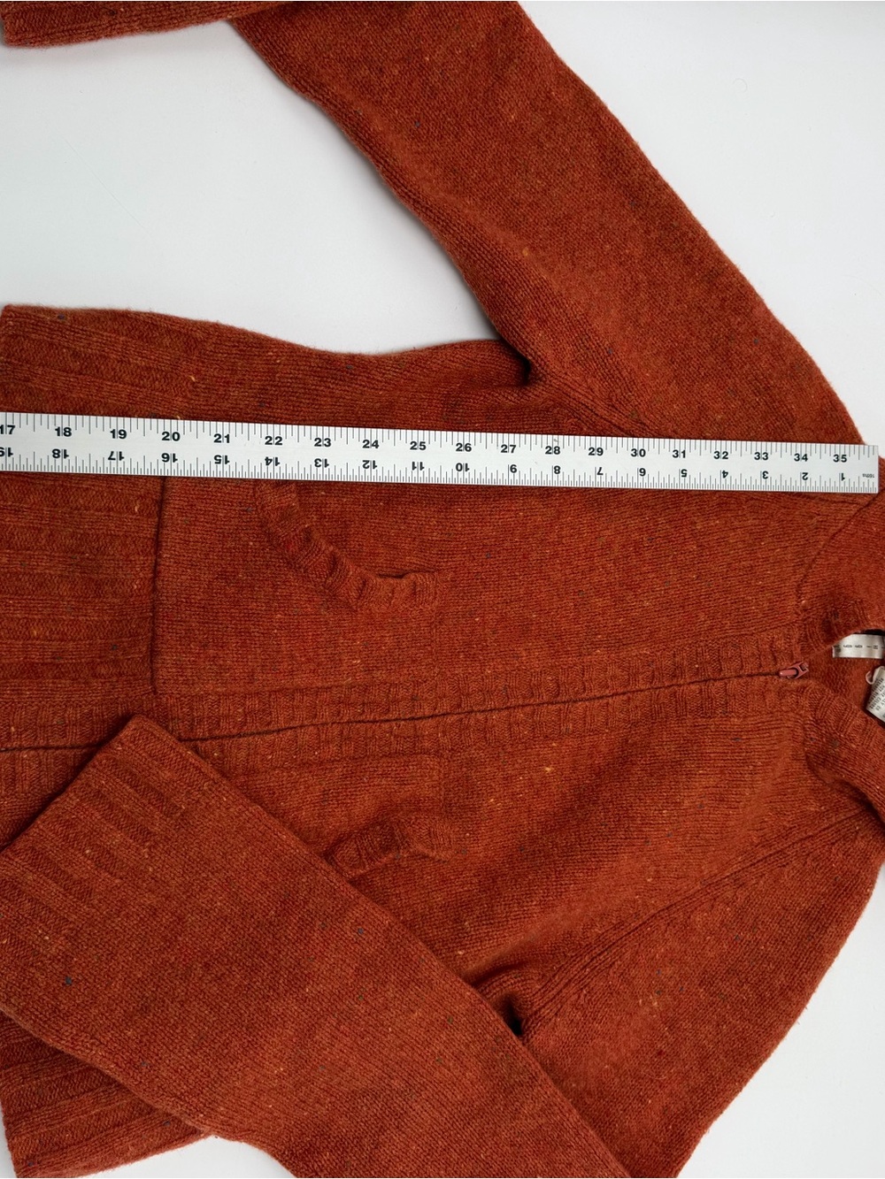 Twiggy 100% Lambswool Hooded Zip Cardigan Forest Fairy Cottagecore Rust Size L - Picture 7 of 8